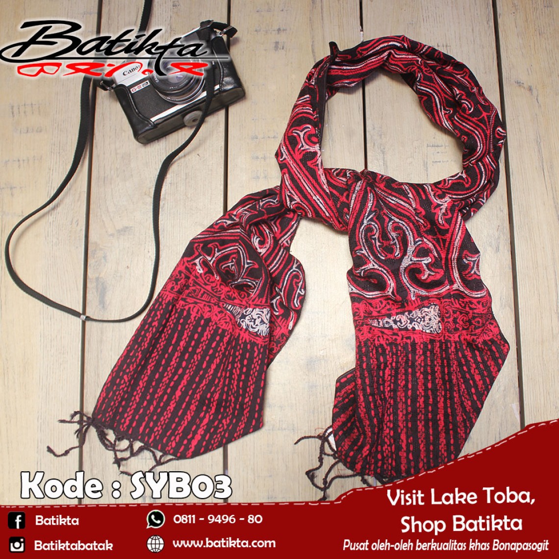 SYB02 Selendang Medium Motif Gorga Merah Hitam profile picture