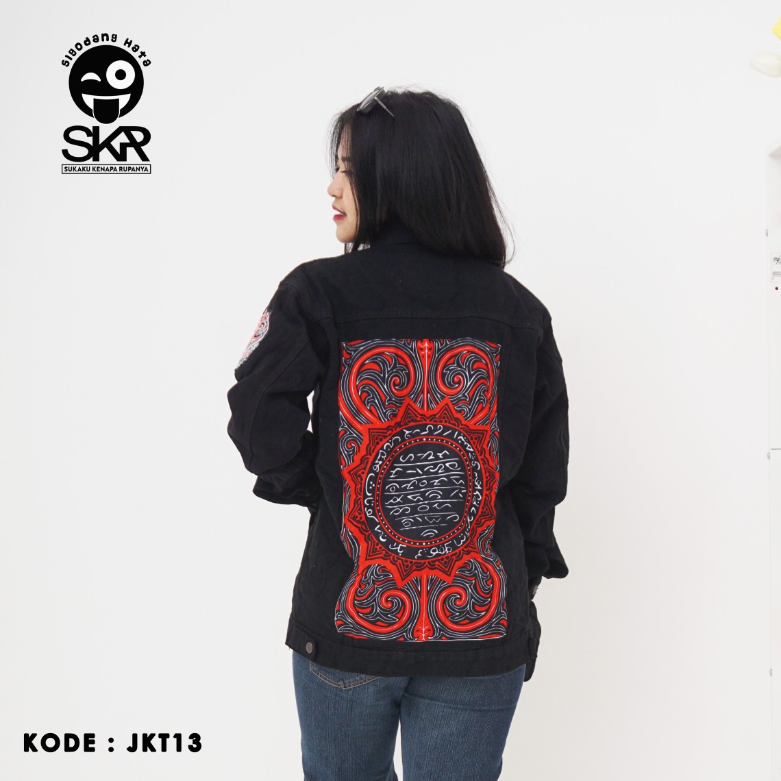 JKT13B Jaket Denim Motif Gorga Seal Sisingamangaraja warna Hitam profile picture