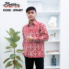 BTK407 Kemeja Batik Motif Gorga Warna Merah Putih