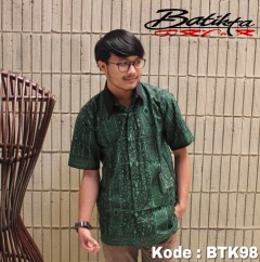 BTK98 HEM Batik Motif Gorga Warna Hijau Putih Hitam