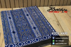 KK80  Kain Batik Motif Gorga Warna Biru Putih Hitam