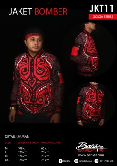 JKT11 Jaket Batik Limited Edition Motif Gorga Singa-Singa Warna Merah Putih Hitam