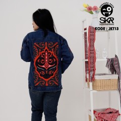JKT13A Jaket Denim Motif Gorga Jorngom warna Biowosh
