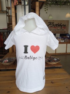 SKR KAOS HOODIE Lengan Pendek I LOVE BALIGE PUTIH