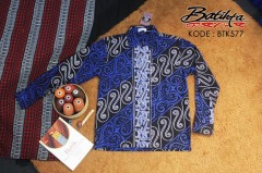 BTK577 Kemeja Batik Motif Gorga Mix Warna Biru Putih Hitam