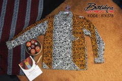 BTK578 Kemeja Batik Motif Gorga Mix Warna Emas Putih Hitam