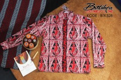 BTK528 Kemeja Batik Motif Gorga Boraspati Warna Merah Putih Hitam