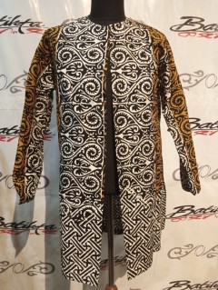 BTK584 Kemeja Batik Motif Gorga Mix Warna Biru Putih Hitam