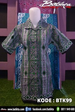 BTK99 Blus Batik Motif Gorga Warna Hijau Putih Hitam