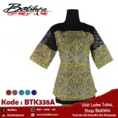 BTK338A Blus Batik Motif Gorga Warna Kuning Putih Hitam