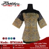 BTK338A Blus Batik Motif Gorga Warna Coklat Putih Hitam