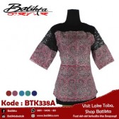 BTK338A Blus Batik Motif Gorga Warna Pink Putih Hitam