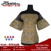 BTK338B Blus Batik Motif Gorga Warna Coklat Putih Hitam
