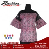 BTK338B Blus Batik Motif Gorga Warna Pink Putih Hitam