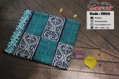 KK113 Kain Batik Motif Gorga Warna Hijau Tosca Putih Hitam