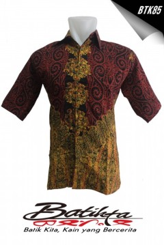 BTK85 HEM Batik Motif Ulos Sadum Warna Hitam Merah Kuning